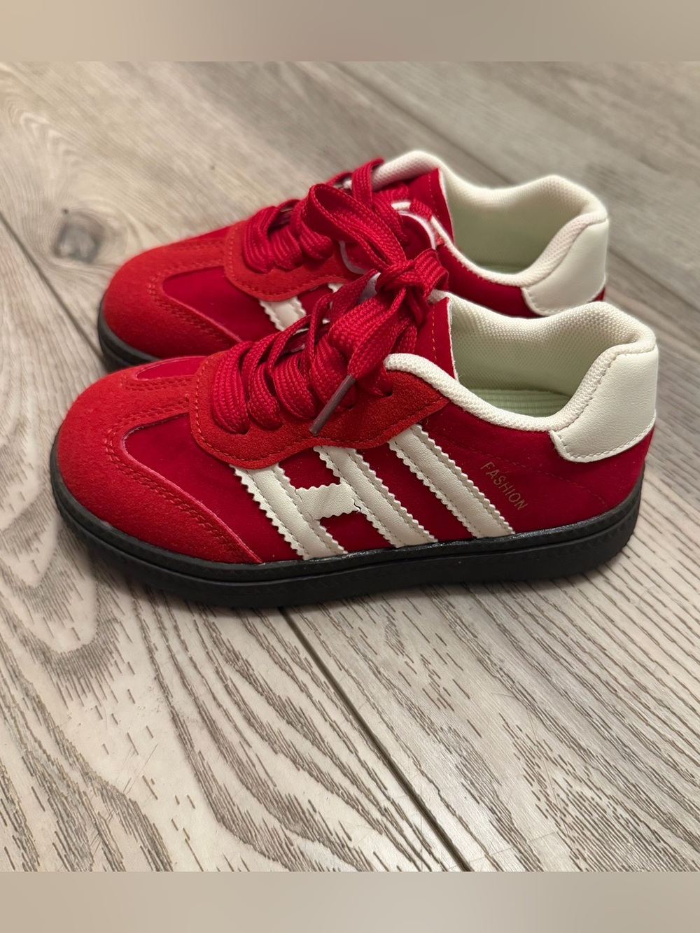 Kids Red Casual Sneakers with White Accents
